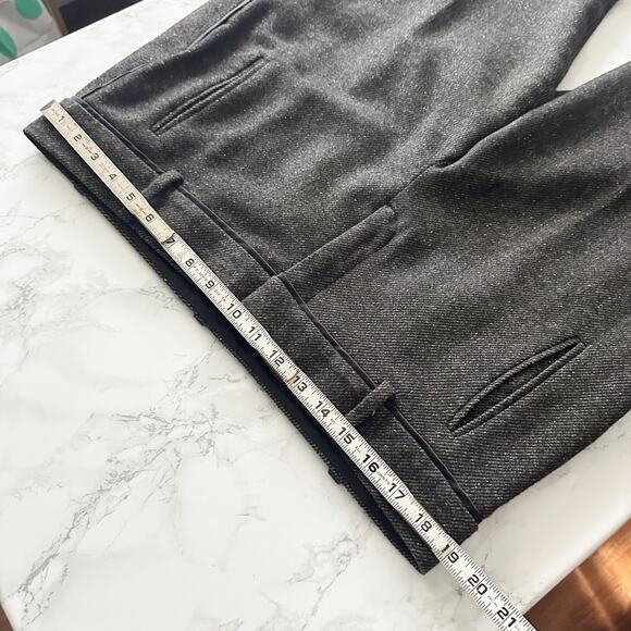 Ann Taylor Wool Tweed Dark Brown Silk Trim Slim Leg Pants Women’s Size 14 - Picture 10 of 12
